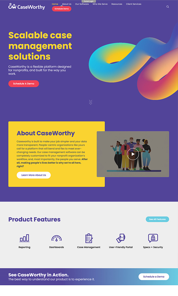 CaseWorthy site after redesign by 434 Marketing